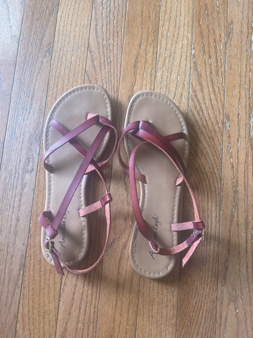 American Eagle Outfitters Deep Red Strappy Sandals Size 10